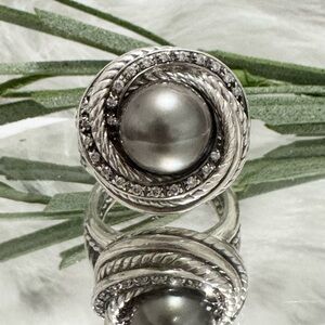 David Yurman Tahitian Pearl Diamond Crossover Ring